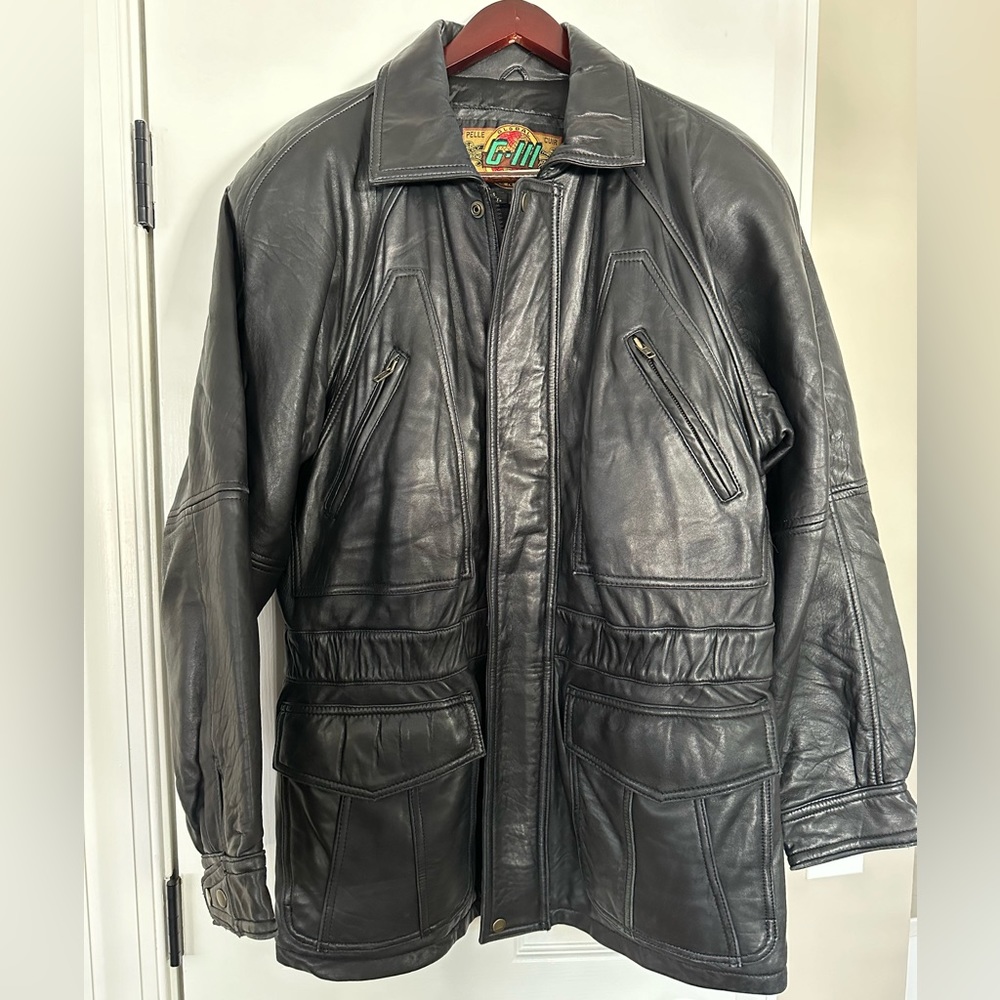 GIII G3 Pelle Global Identity Black Leather Coat